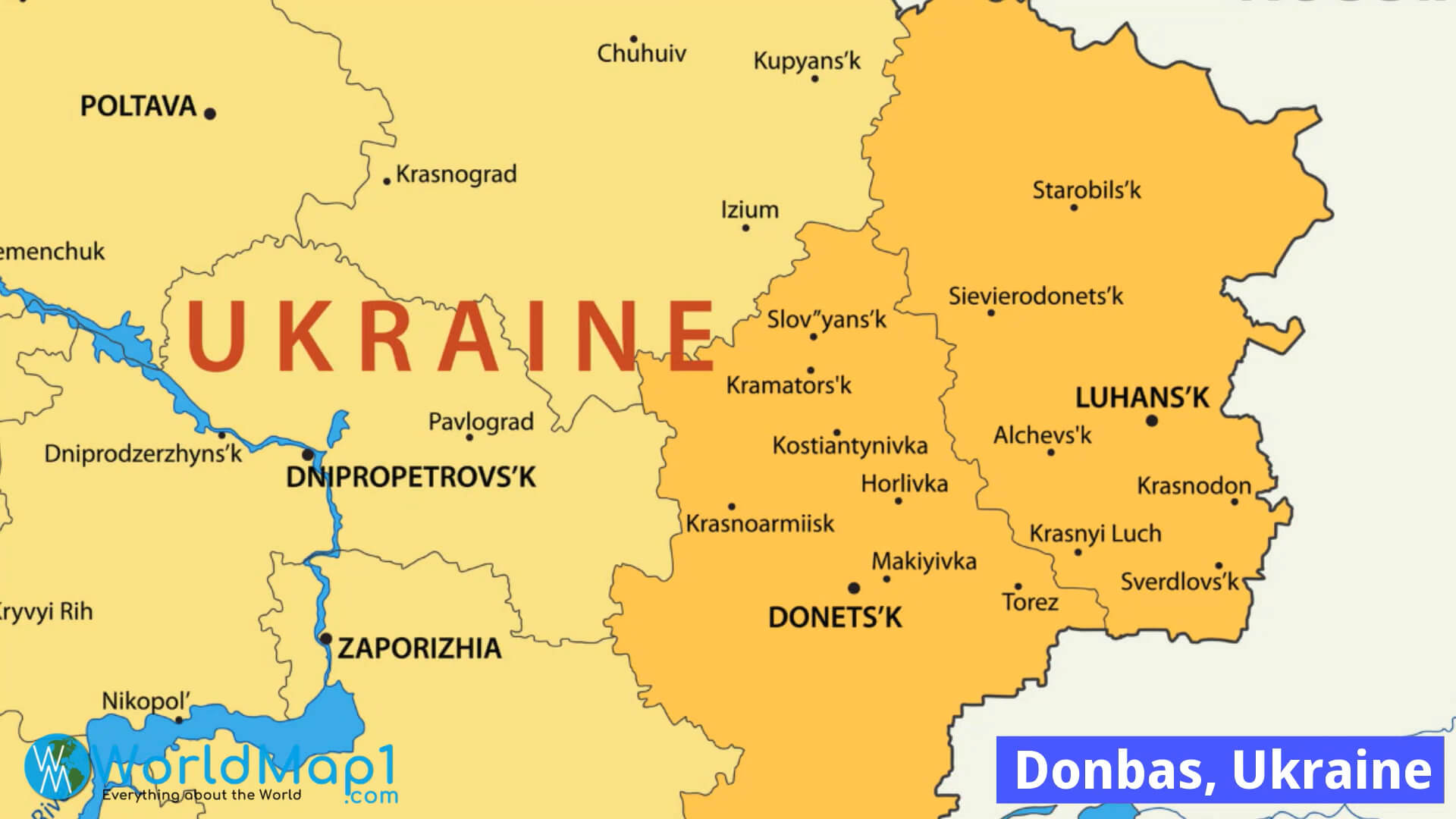 Donbass und Ukraine Karte